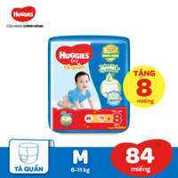 [15.9 GIẢM THÊM 99K]  Tã/Bỉm quần Tràm Trà Tự Nhiên HUGGIES DRY PANTS SUPER JUMBO M76 (Cho bé từ 5-10kg)