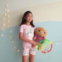 [15kg-47kg] Đồ bộ thun ôm đẹp xuất sắc cho bé gái hàng xuất xịn màu hồng kỳ lân