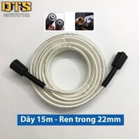 15m Dây rửa xe cao áp cho máy xịt rửa áp lực - Ren trong 22mm