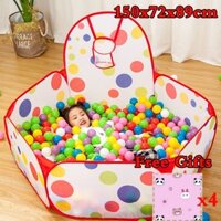 1.5m Di Động Cho Bé Playpen Trẻ Em Bóng Hố Có Bóng Rổ Vòng / Trẻ Em Bóng Khô Bể Bơi Gấp Trong Nhà Ngoài Trời Ballenbak Đồ Chơi