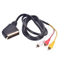 1.5m Scart To Rca Triple 3 X Phono Cable Composite Audio Video Lead