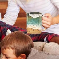 15oz Paw Print Oceans Shoreline Mug 3D Ceramic Coffee Travel Mug Coffee Mug