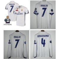 16 / 17 Real Madrid Sân nhà CF Jersey Cristiano Ronaldo Áo bóng đá cổ điển dài tay