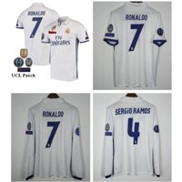 16 / 17 Real Madrid Sân nhà CF Jersey Cristiano Ronaldo Áo bóng đá cổ điển dài tay