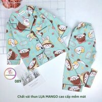 16-24kg Bộ Pijama dài tay cho bé trai tphcm - Bộ pyama dài tay cho bé trai bé gái size đại vải lụa mango 089