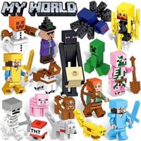 16 Bộ búp bê thế giới Khối xây dựng minecraft Hình đồ chơi xếp hình trẻ em