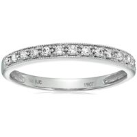 1/6 cttw Petite Diamond Wedding Band in 10K White or Yellow Gold with Milgrain