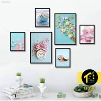 16 Mẫu tranh màu sắc, tranh treo tường, khổ Nhỏ, tranh dán tường có sẵn keo dính, decor phòng, cửa sổ, canvas, Táo Decor
