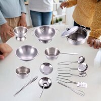 16 Miếng Chơi Nồi Và Chảo Đồ Chơi Giả Vờ Dụng Cụ Nấu Ăn Trẻ Em Bộ Dụng Cụ Nấu Ăn Chơi Đồ Chơi