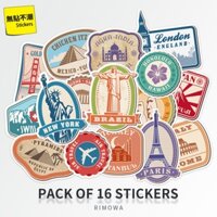 16 miếng dán Vali mang tính Bước Ngoặt cổ điển Châu Âu và Mỹ rimowa GiấY Dán Vali Vali GiấY Dán thành phố ván trượt máy tính xách tay GiấY Dán không thấm nước