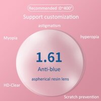1.61 Ống kính nhựa không thấm nước chống ánh sáng xanh độ phân giải cao Hỗ trợ ống kính nhựa không hình cầu chống trầy xước Độ bền chống mài mòn Chất lượng cao Khôi phục trong suốt Ống kính nhựa trực quan