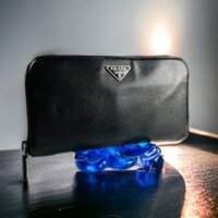 1660-Ví dài nữ-PRADA Taurillon black leather Round zip wallet-Đã sử dụng