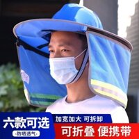 [1683 Đã Mua Lại] Mũ bảo hiểm an toàn công trường, mũ che nắng, mũ chống nắng mùa hè, mũ thoáng khí, có vành gập lại, bảo vệ UV, mũ ngư dân