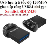 [16GB; 32GB; 64GB; 128GB ] Usb lưu trữ tốc độ 130Mb/s giao tiếp USB3.1 Sandisk SDCZ430 nhỏ gọn