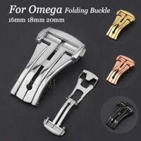 16mm 18mm 20mm Soild Thép không gỉ Khóa gấp cho dây đeo đồng hồ Omega Báo chí đôi Khóa bướm kim loại Triển khai Khóa bạc Nút đen Phụ kiện đồng hồ