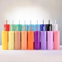 16Oz Acrylic Màu Mờ Có Nắp Đậy Con Lăn Nhựa Đôi Tường Vinyl Customized Quà Tặng DIY