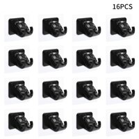 16pcs Hotel Heavy Duty Self Adhesive Wear Resistant Home Storage Bathroom Kitchen No Drilling Black Curtain Rod Bracket