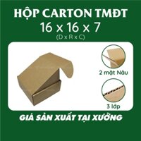 16x16x7 - 25 hộp carton nắp gài hông đẹp, vuông vức, giấy cứng S1026