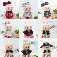 17-15 cm Labubububu quần áo ngồi trang phục dự tiệc cạnh đen tai thỏ dây đeo váy Búp bê Phụ kiện trang trí dễ thương Quần áo nhỏ