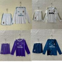 17 18 Áo bóng đá Real Madrid 2017 2018 Retro Kids kit dài tay