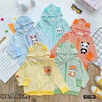 [17-30kg] Áo Khoác sọc Minlybaby in thú ngẫu nhiên phối tai cho bé đi nắng (A006)