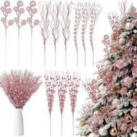 17 Inch Màu Hồng Đêm Giao Thừa Chọn Nhân Tạo Lấp Lánh Berry Thân Đồ Trang Trí Cây Nhánh Gậy Xịt Tóc Cây Berry Gậy Trang Trí Năm Mới 2025