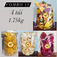 [1.75kg] Combo 15: 1 túi mít vỡ, 1 thập cẩm vụn, 1 chuối tròn mini, 1 khoai lang sấy mật