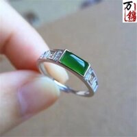 [1778 Người Khen ngợi] Nhẫn Jasper Hetian Tân Cương Tự Nhiên Nam Nữ Phong Cách Sống Yên Ngựa Ngọc Lục Bảo Nhẫn S925 Rỗng Kẻ Sọc