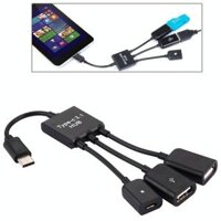 17,8cm 3 cổng USB-C / Type-C 3.1 OTG Charge HUB Cáp, Dành cho Galaxy S8 & S8 + / LG G6 / Huawei P10 & P10 Plus / Xiaomi Mi 6 & Max 2 và các điện thoại thông minh khác (Đen)