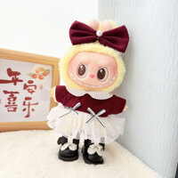17cm Labubu quần áo v1v2v3 Macaron ngồi bên váy