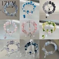 17KM Lucky Crystal Beads Bracelet for Women Elegant Butterfly Moon Star Silver Bracelets Accessories Jewelry