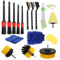 17pcs Detailing Brush Set Car Cleaning Brushes Power Scrubber Drill Brush For Car Leather Air Vents Rim Cleaning Dirt Du