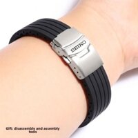 18 / 19 / 20 / 21 / 22 / 23 / 24mm Dây Đồng Hồ Cao Su Cho SEIKO 5 Dây Đeo Dẫn Đường Nước Ma Mềm Mại Chống Thấm Nước Và Chống Mồ Hôi Thể Thao Silicon Dây Xích Đồng Hồ Nhựa Bướm Khóa Vòng Tay