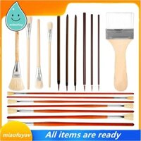 18 Chiếc Gốm Kính Bàn Chải, Gỗ Tay Cầm Dài Nghệ Sĩ Quạt Sơn Gốm Bộ Bàn Chải Cho Acrylic Tranh Sơn Dầu Gốm