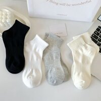 18 Đôi Tất Thể Thao Cotton Cao Cấp Cho Người Lớn, Tất Unisex Màu Trơn Cao Cấp