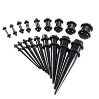 18 Pieces Ear Gauges Stretching   Taper 14G-00G Expanders White - Black