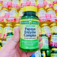 180 viên enzyme đu đủ hỗ trợ tiêu hóa detox thải dầu mỡ Papaya Enzyme Complex Spring Valley Mỹ