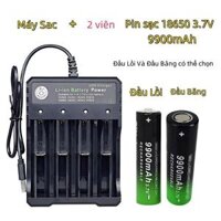 18650 Pin sạc Li-ion 3.7V 9900mAh Công suất lớn với bộ sạc đèn pin