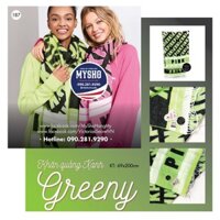 [187] Khăn choàng Greeny với màu xanh lá cây và hoạ tiết sành điệu, Hàng chính hãng từ Mỹ 200x69cm
