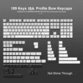 189 Phím Keycaps cấu hình BOW / WOB KDA màu trắng và đen, Full Set Bàn phím Cover Keycap, Double Shot PBT Key Cap cho 60% 65% 75% 80% 100% Keycaps cơ chơi game