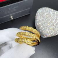 18k Mạ Vàng Hình Rắn Full Kim Cương Mở Vòng Có Thể Điều Chỉnh Thời Trang Ánh Sáng Sang Trọng Kim Cương Đính Ba Vòng Tay Co Giãn