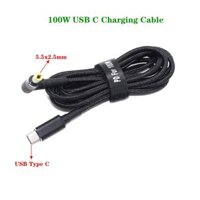 1.8m 100W USB Type C sang 5.5x2.5mm Nam Cắm Chuyển Đổi USB C PD Sạc DC Dây Cáp Sạc Cho Asus Lenovo Toshiba Laptop