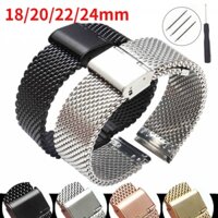 18mm 20mm 22mm 24mm Universal Milanese Watchband 1.0 Lưới Thép không gỉ Dây đeo cổ tay Vòng đeo tay màu đen Hoa hồng vàng