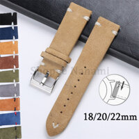 18mm 20mm 22mm Chính Hãng Da Lộn Da Đồng Hồ Dây Da Bò Vintage Phát Hành Nhanh Dây Đeo Đồng Hồ Handmade Khâu Đa Năng Thay Thế Vòng Tay Nam Nữ