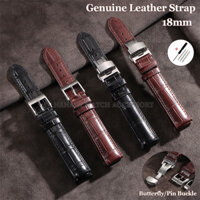 18mm Chất Lượng Cao Chính Hãng Da Dây Đeo Đồng Hồ Có Bướm / Pin Khóa Vòng Tay Cổ Điển Retro Da Bắp Chân Đa Năng Đồng Hồ Nam Nữ Kinh Doanh Dây Đeo Tay
