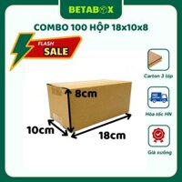 18x10x8 Combo 100 Hộp Carton, Thùng Giấy Carton Đóng Gói Hàng