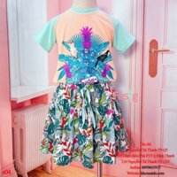 [19-42kg] Set Bộ Áo Chân Váy Bé Gái HM - Cam Vibes
