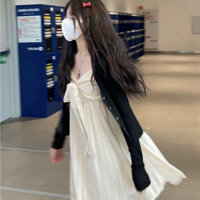 1.9000 Người Bộ Sưu Tập Ngọt Ngào Hẹn Hò Chấm Bi Thiết Kế Niche Sling Jumpsuit Váy Ngắn Dệt Kim Mỏng Chống Nắng Cardigan Phù Hợp Với Nữ Mùa Xuân20250224