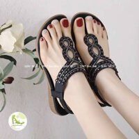 1916-6 Bely. Shoes_Sandal bệt hãng SIKETU, xăng đan kẹp đế thấp mềm quai hậu chất thun co dãn tốt, hàng QCCC