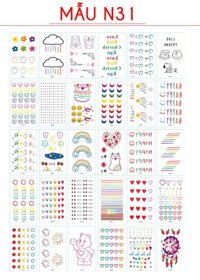 193 Hình Xăm Dán Tatoo Tha Thu Mặt Trăng Sọc Màu Cầu Vồng Trăng Sao Happy Trái Tim